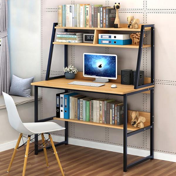 360Home Computertisch Büro Schreibtisch + Regal Birnbaumholz